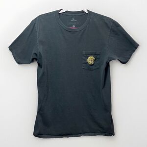 Rip Curl T Shirt Mens Medium Black Short Sleeve Embroidered‎ Pocket Crewneck